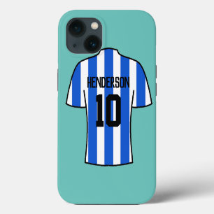 Football Shirt in Blue Stripes with Name & Number iPhone 13 Case