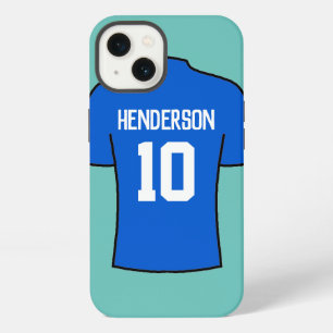 Football Shirt in Blue with Name and Number iPhone 13 Case