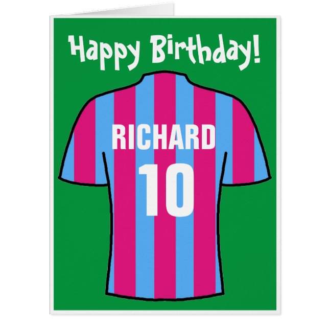 Football Shirt in Claret & Blue Birthday Card (Front)