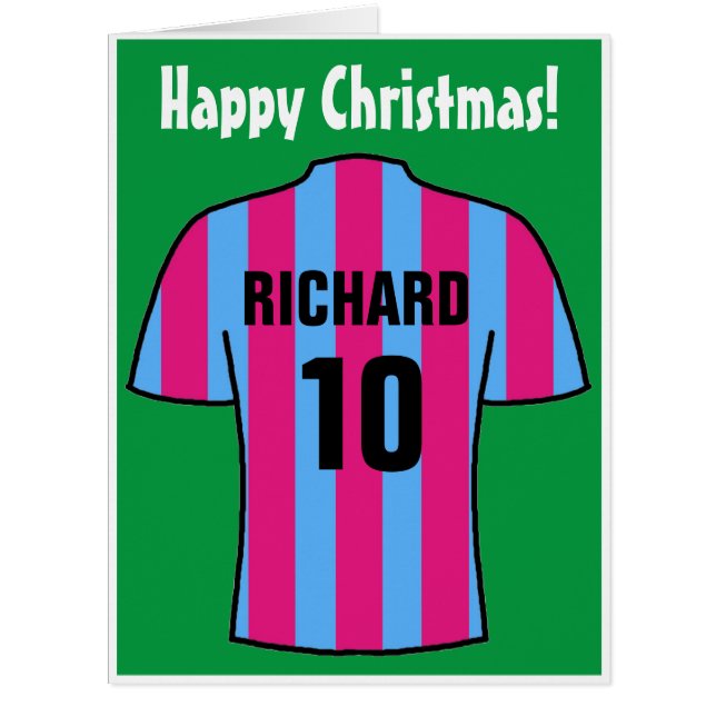 Football Shirt in Claret & Blue Christmas Card (Front)