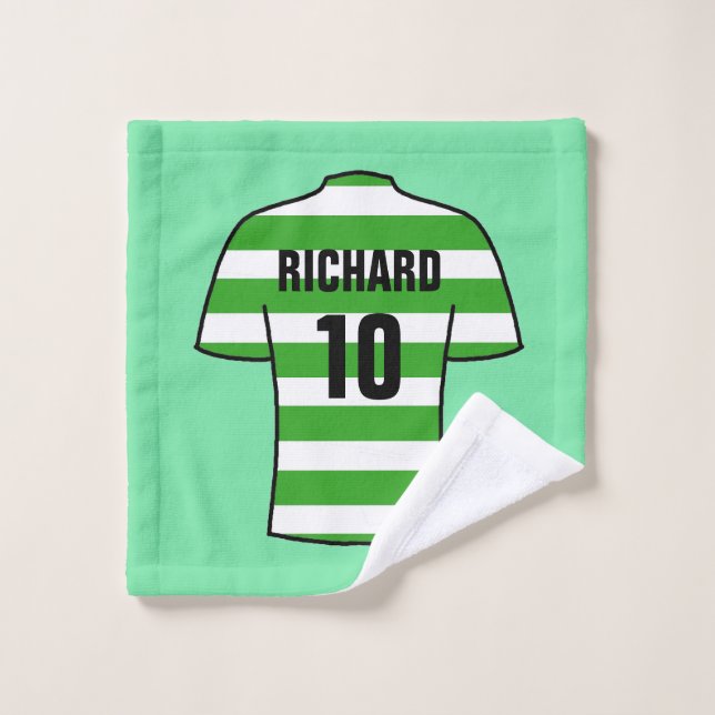 Football Shirt in Green Hoops Wash Cloth (Wash Cloth)