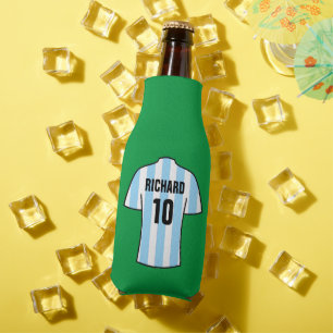 Football Shirt in Light Blue Stripes Bottle Cooler