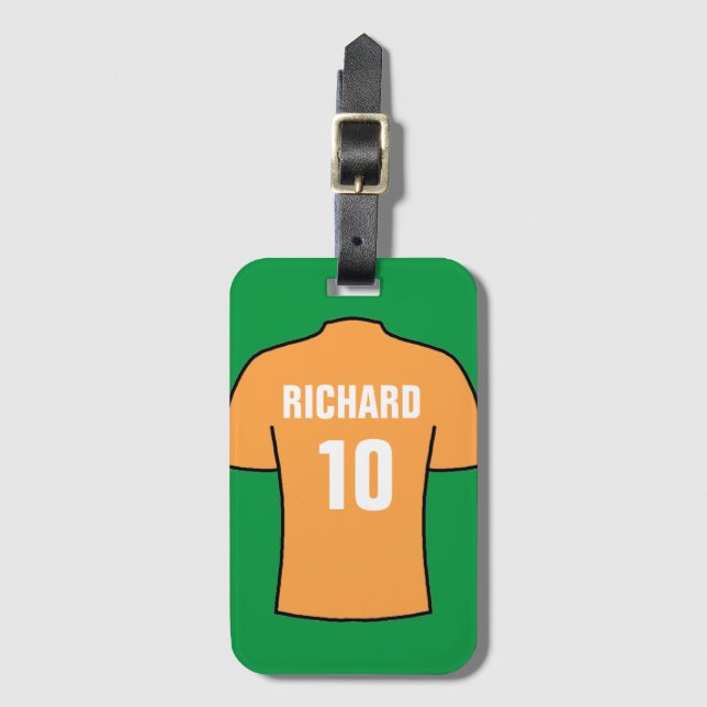 Football Shirt in Old Gold Luggage Tag (Front Vertical)
