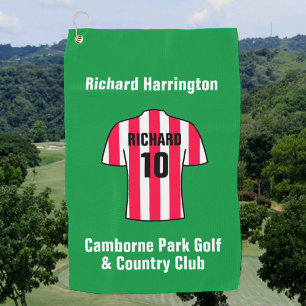 Football Shirt in Red and White Stripes Golf Towel