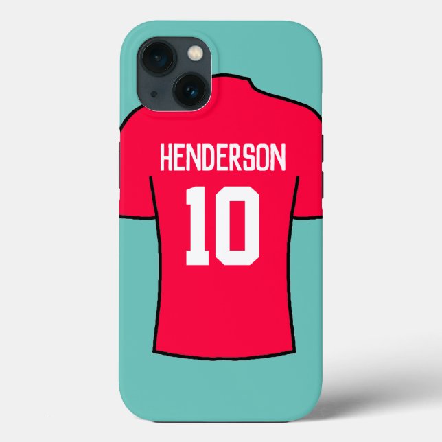 Football Shirt in Red with Name and Number Case-Mate iPhone Case (Back)