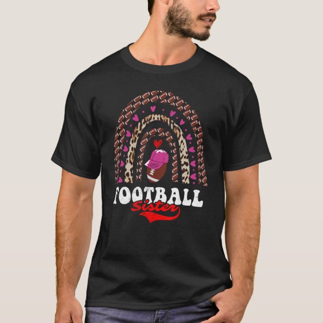Football Sister  American Football Leopard Rainbow T-Shirt (Front)