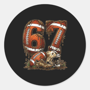 Football Six Seven Drip 67 Meme Funny 6-7 Football Classic Round Sticker