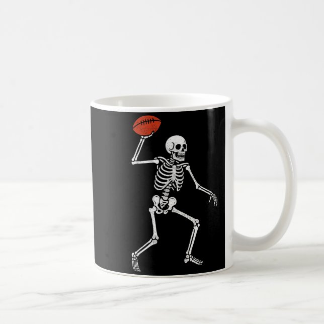 Football Skeleton Playing Football Halloween Skull Coffee Mug (Right)