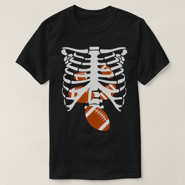 Football Skeleton Rib Cage XRay Spooky Halloween C T-Shirt (Design Front)