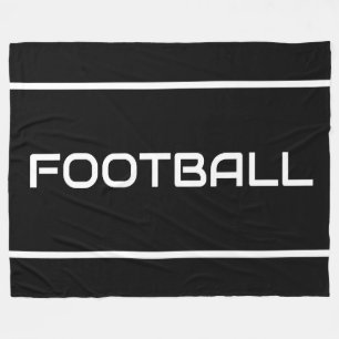 FOOTBALL Sleek White Text Stripes On Modern Black Fleece Blanket