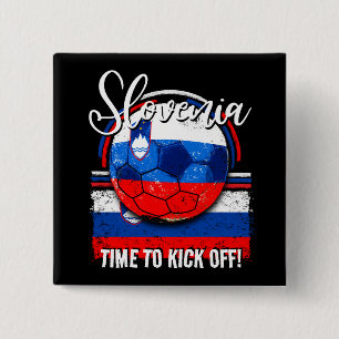 Football Slovenia Flag, Distressed Soccer Ball 15 Cm Square Badge