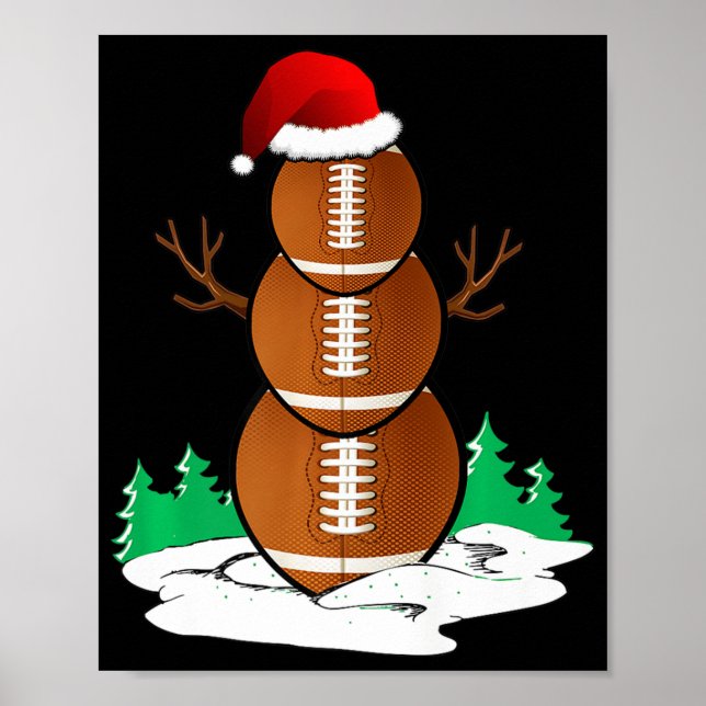 Football Snowman Balls Christmas Pajama Gifts Men  Poster (Front)