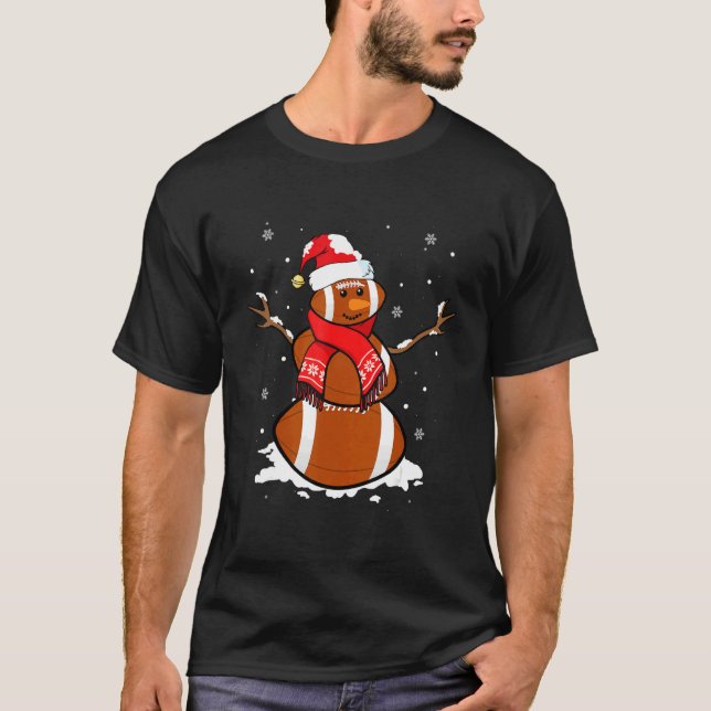 Football Snowman Christmas Pajamas Matching  Idea T-Shirt (Front)