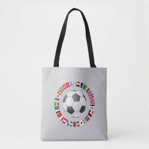 FOOTBALL SOCCER 2018 TEAM FLAGS CIRCLE TOTE BAG