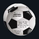 Football Soccer Ball Birthday Party Invitation<br><div class="desc">An eye-catching invitation for a soccer Birthday party featuring a soccer ball on round paper with customisable text for the details of your celebration. The soccer ball is also featured on the back of the invitation. Other colour combinations are available in our store and we welcome custom requests, just contact...</div>