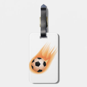 football, soccer ball fire luggage tag
