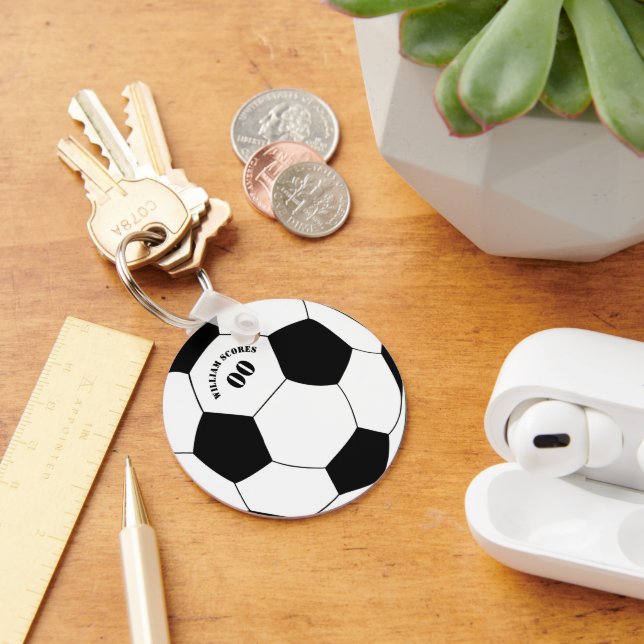 Football & Soccer Ball Keychain with Name & Number (Desk)