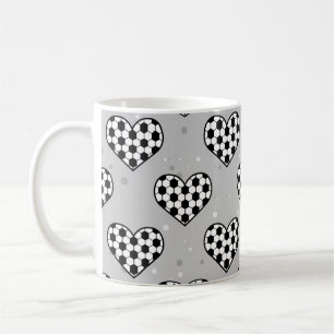 Football / Soccer Ball Texture In Heart Shape Coffee Mug