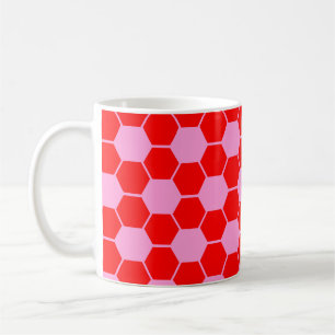 Football / Soccer Ball Texture - Red & Pink  Coffee Mug