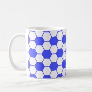 Football / Soccer Ball Texture - White and Blue  Coffee Mug