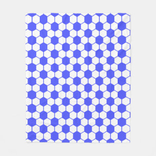 Football / Soccer Ball Texture - White and Blue Fleece Blanket