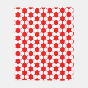 Football / Soccer Ball Texture - White and Red Fleece Blanket