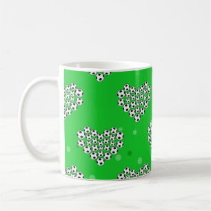 Football / Soccer - Balls In Heart Shape Pattern Coffee Mug