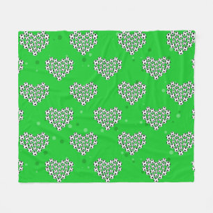 Football / Soccer - Balls In Heart Shape Pattern Fleece Blanket