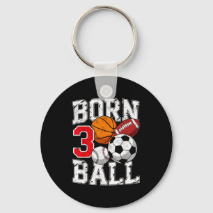 Football soccer basketball 3nd birthday boy born key ring