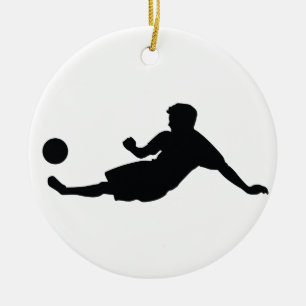 Football Soccer Black Silhouette Ceramic Tree Decoration