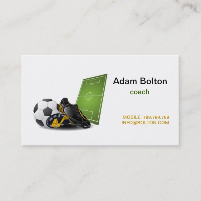 Football , Soccer Coach Business Card Template (Front)