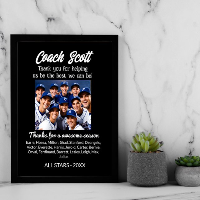 Football Soccer coach gift with team photo Poster (Creator Uploaded)