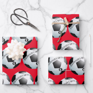 Football Soccer Custom Monogram Name Wrapping Pape Paper Sheet