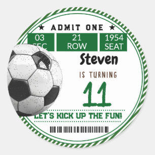 Football soccer game kids birthday classic round sticker