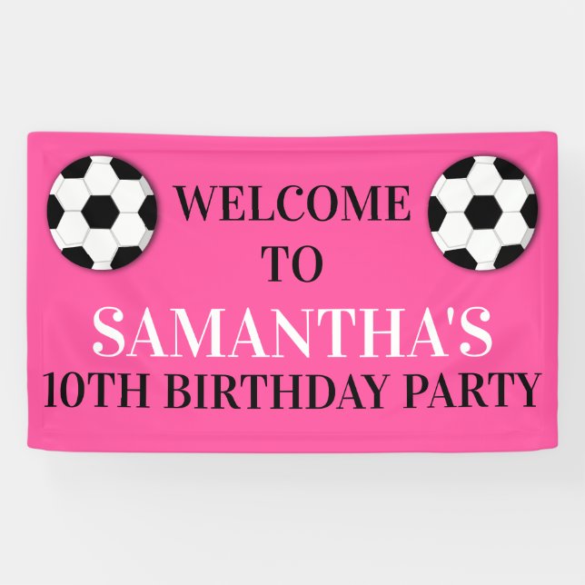 Football soccer girls birthday | CUSTOM AGE Banner (Horizontal)