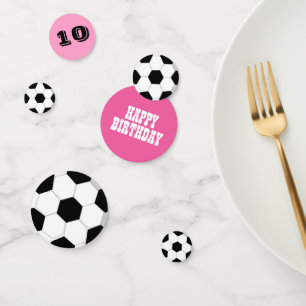Football soccer girls birthday pink CUSTOM AGE Confetti