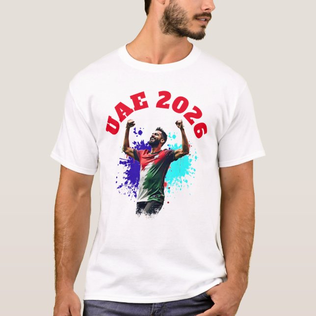Football Soccer Goal Celebration UAE Flag 2026 T-Shirt (Front)