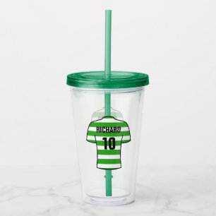 Football Soccer Shirt in Green Hoops Supporter Fan Acrylic Tumbler