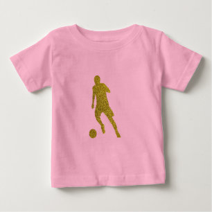 Football Soccer Shooter Cool Gold Glitter Look Baby T-Shirt
