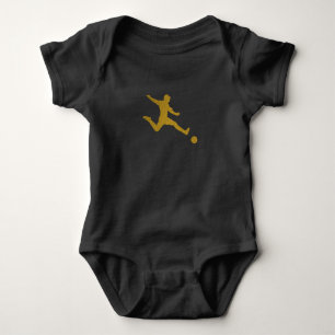 Football Soccer Shooter   Cool Golden Leather Look Baby Bodysuit