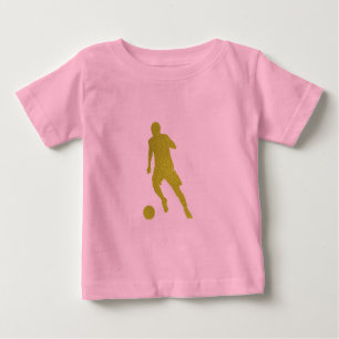 Football Soccer Shooter   Cool Golden Leather Look Baby T-Shirt