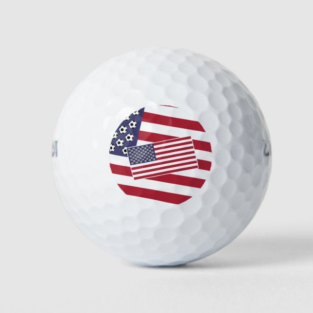 Football Soccer Stars and Stripes Flag Golf Balls (Front)