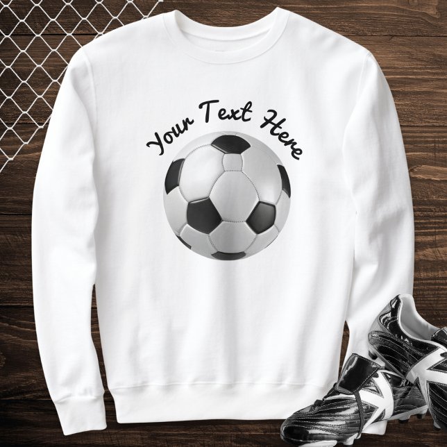 Football Soccer Team Name Simple Minimalist Script Sweatshirt (A sweatshirt with soccer ball football design, to personalize with your own text)