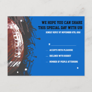 Football Splatter Bar Mitzvah Reply Card