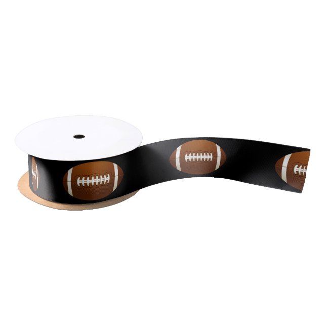 FOOTBALL Sport Black Gift Baby Shower Birthday Satin Ribbon (Spool)