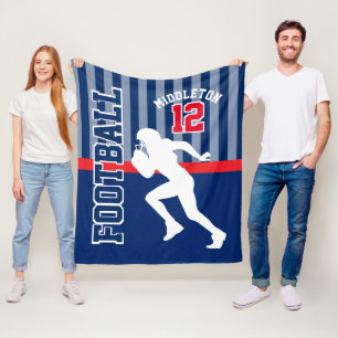 Football Sport in Dark Blue and Red Fleece Blanket