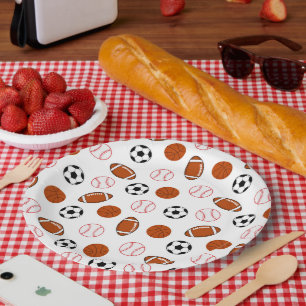 Football Sport Pattern  Paper Plate