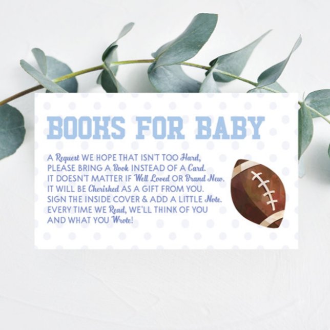 Football Sports Baby Shower Books For Baby Card (Creator Uploaded)