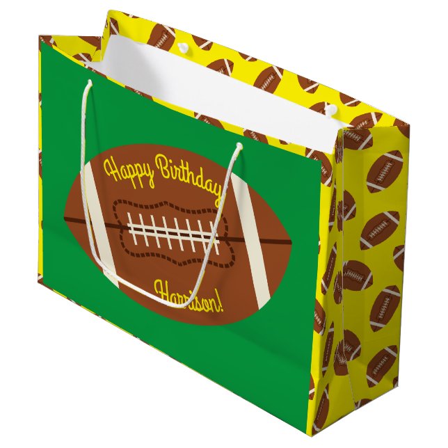 Football Sports Birthday Party Large Gift Bag (Front Angled)