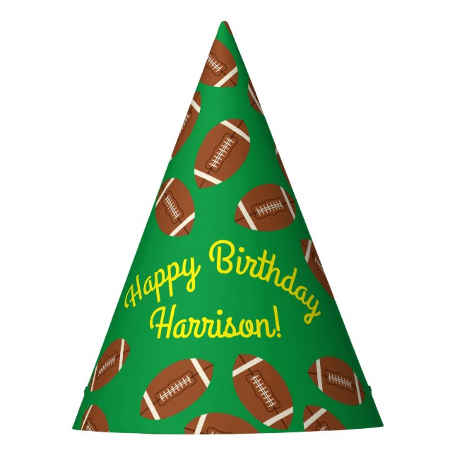Football Sports Birthday Party Party Hat (Front)